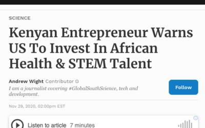 Kenyan Entrepreneur Warns US To Invest In African Health & STEM Talent